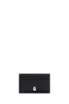 Alexander Mcqueen Leather Card Case With Skull Details In Black