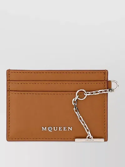 Alexander Mcqueen Leather Card Holder In Brown