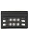 Alexander Mcqueen Black Card-holder With Silver-finished Studs In Leather Man In Black