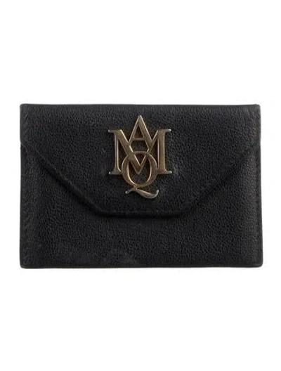 Pre-owned Alexander Mcqueen Leather Card Holder In Black