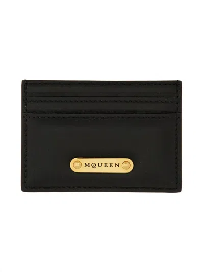 Alexander Mcqueen Leather Card Holder In Black