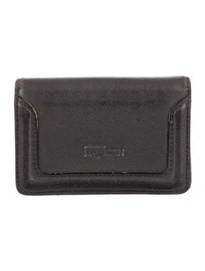 Pre-owned Alexander Mcqueen Leather Card Holder In Black