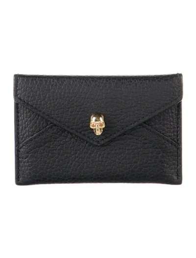 Pre-owned Alexander Mcqueen Leather Card Holder In Black