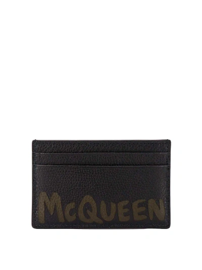 Alexander Mcqueen Leather Card Holder In Black