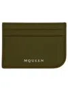 Alexander Mcqueen Sling Zip Leather Cardholder In Green