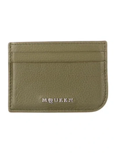 Pre-owned Alexander Mcqueen Leather Card Holder In Green