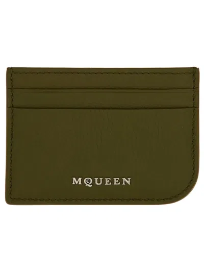 Alexander Mcqueen Leather Card Holder In Green