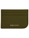 Alexander Mcqueen Leather Card Holder In Military Green