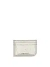 Alexander Mcqueen Leather Card Holder In Silver
