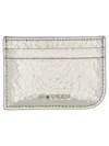 Alexander Mcqueen Leather Card Holder In Silver
