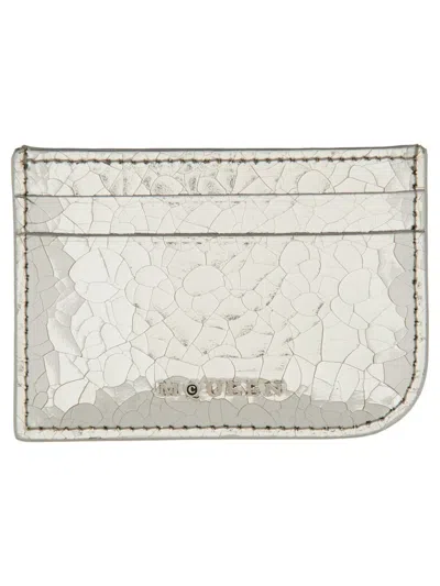 Alexander Mcqueen Leather Card Holder In Silver