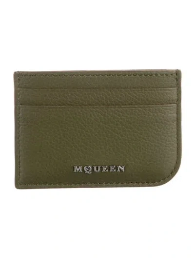 Pre-owned Alexander Mcqueen Leather Card Holder W/ Tags In Green