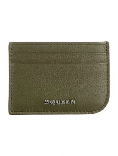 Pre-owned Alexander Mcqueen Leather Card Holder W/ Tags In Green