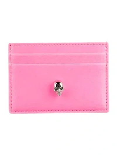 Pre-owned Alexander Mcqueen Leather Card Holder W/ Tags In Pink