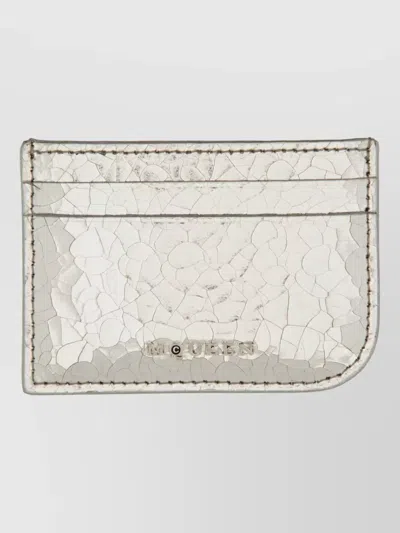 Alexander Mcqueen Leather Card Holder In Silver