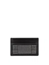 Alexander Mcqueen Black Card-holder With Silver-finished Studs In Leather Man In Black
