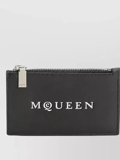 Alexander Mcqueen Logo-debossed Zip Cardholder In Black