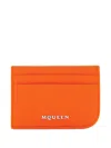 Alexander Mcqueen Leather Cardholder In Orange