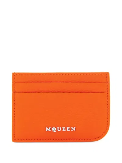 Alexander Mcqueen Leather Cardholder In Orange