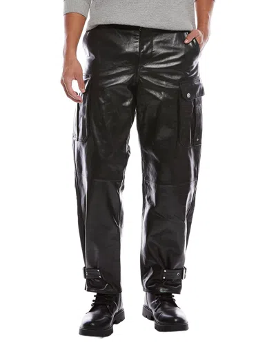 Alexander Mcqueen Leather Cargo Pant In Black