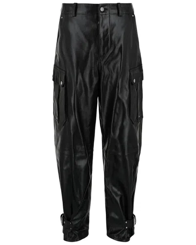Alexander Mcqueen Leather Cargo Pants Man Pants Black Size 34 Cowhide
