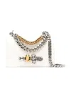 Alexander Mcqueen Mini Jewelled Croc Embossed Leather Satchel In White