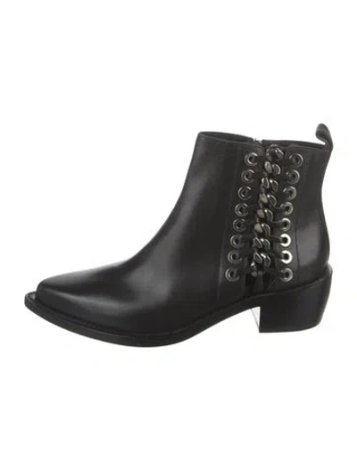 Pre-owned Alexander Mcqueen Leather Chain-link Accents Boots In Black