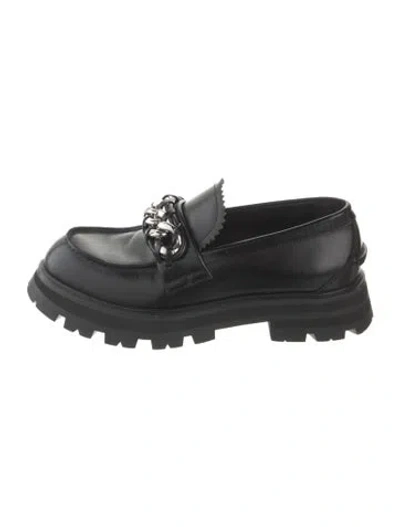 Pre-owned Alexander Mcqueen Leather Chain-link Accents Loafers In Black