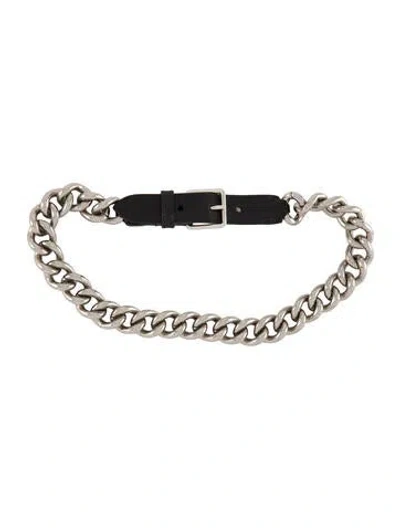 Pre-owned Alexander Mcqueen Leather Chain-link Accents Waist Belt In Black