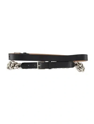 Pre-owned Alexander Mcqueen Leather Chain-link Accents Waist Belt In Black