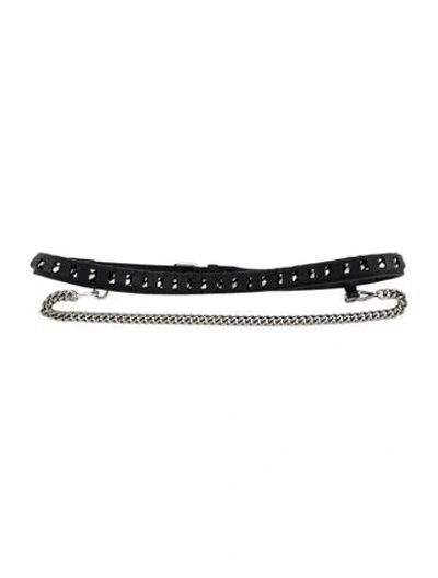 Pre-owned Alexander Mcqueen Leather Chain-link Accents Waist Belt In Multi