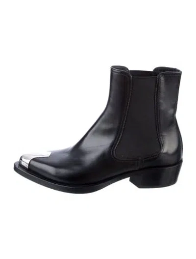Pre-owned Alexander Mcqueen Leather Chelsea Boots In Black