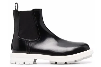 Pre-owned Alexander Mcqueen Leather Chelsea Boots Black White In Black/white