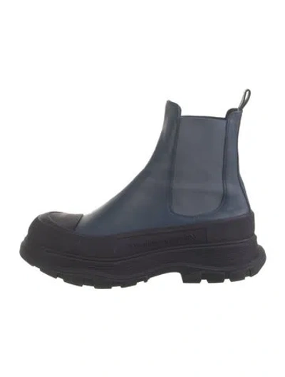 Pre-owned Alexander Mcqueen Leather Chelsea Boots In Blue