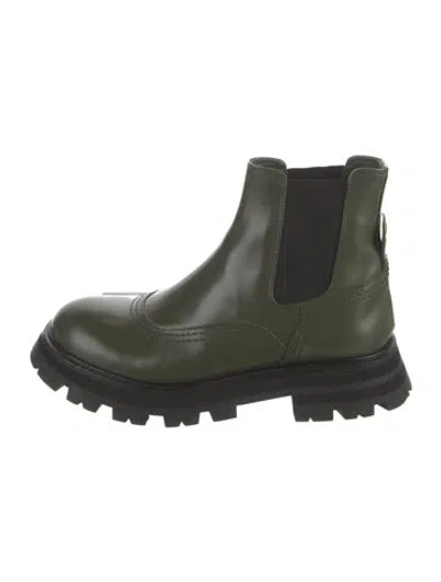 Pre-owned Alexander Mcqueen Leather Chelsea Boots In Green
