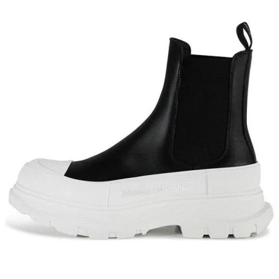 Alexander Mcqueen Leather Chunky Chelsea Boots 'black White'