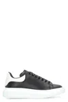 Alexander Mcqueen Black Leather Sneakers With Branded Heel Counter In Black