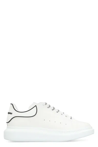 Alexander Mcqueen Chunky Leather Sneakers Featuring Perforated Profiles In White
