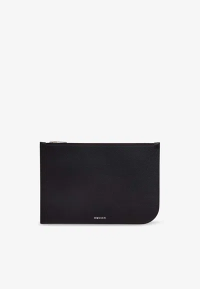 Alexander Mcqueen Leather Clutch Bag In Black
