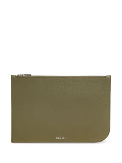 Alexander Mcqueen Leather Clutch Bag In Green
