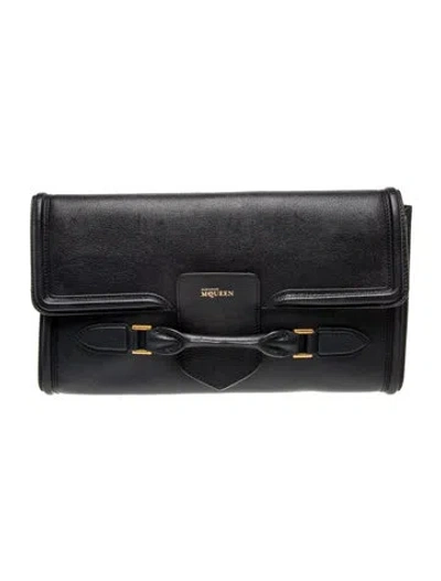 Pre-owned Alexander Mcqueen Leather Clutch In Black