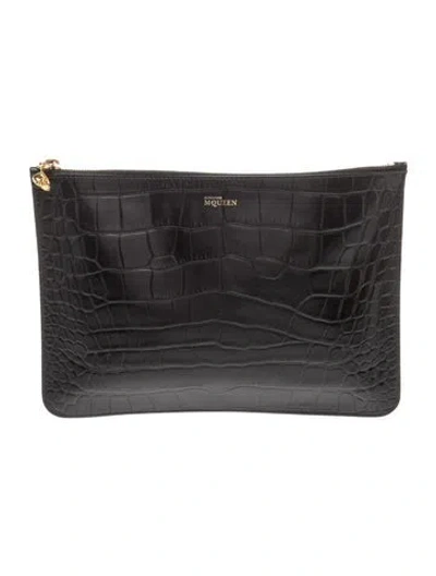 Pre-owned Alexander Mcqueen Leather Clutch In Black