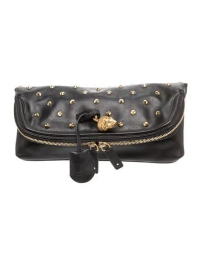 Pre-owned Alexander Mcqueen Leather Clutch In Black