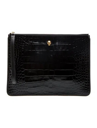 Pre-owned Alexander Mcqueen Leather Clutch In Black
