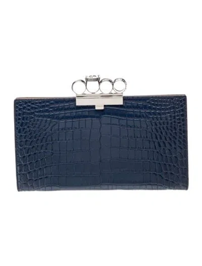Pre-owned Alexander Mcqueen Leather Clutch In Blue