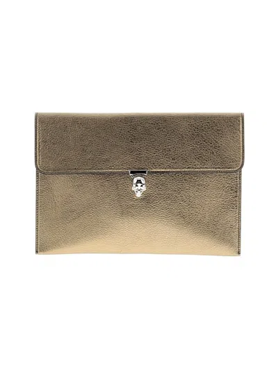 Pre-owned Alexander Mcqueen Leather Clutch In Gold