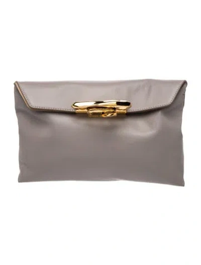 Pre-owned Alexander Mcqueen Leather Clutch In Gray