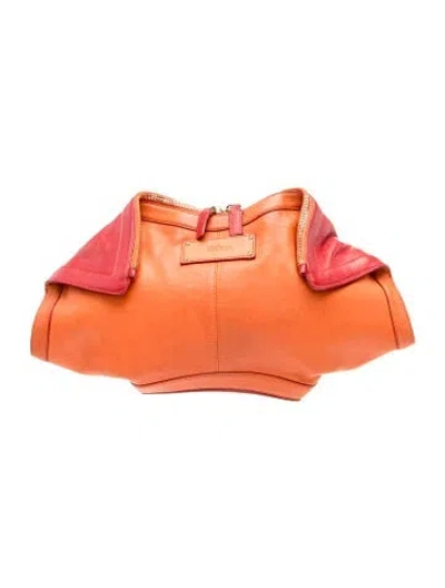 Pre-owned Alexander Mcqueen Leather Clutch In Orange