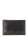 Alexander Mcqueen Leather Clutch With Mcqueen Graffiti Logo
