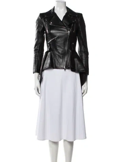 Pre-owned Alexander Mcqueen Leather Coat In Blue
